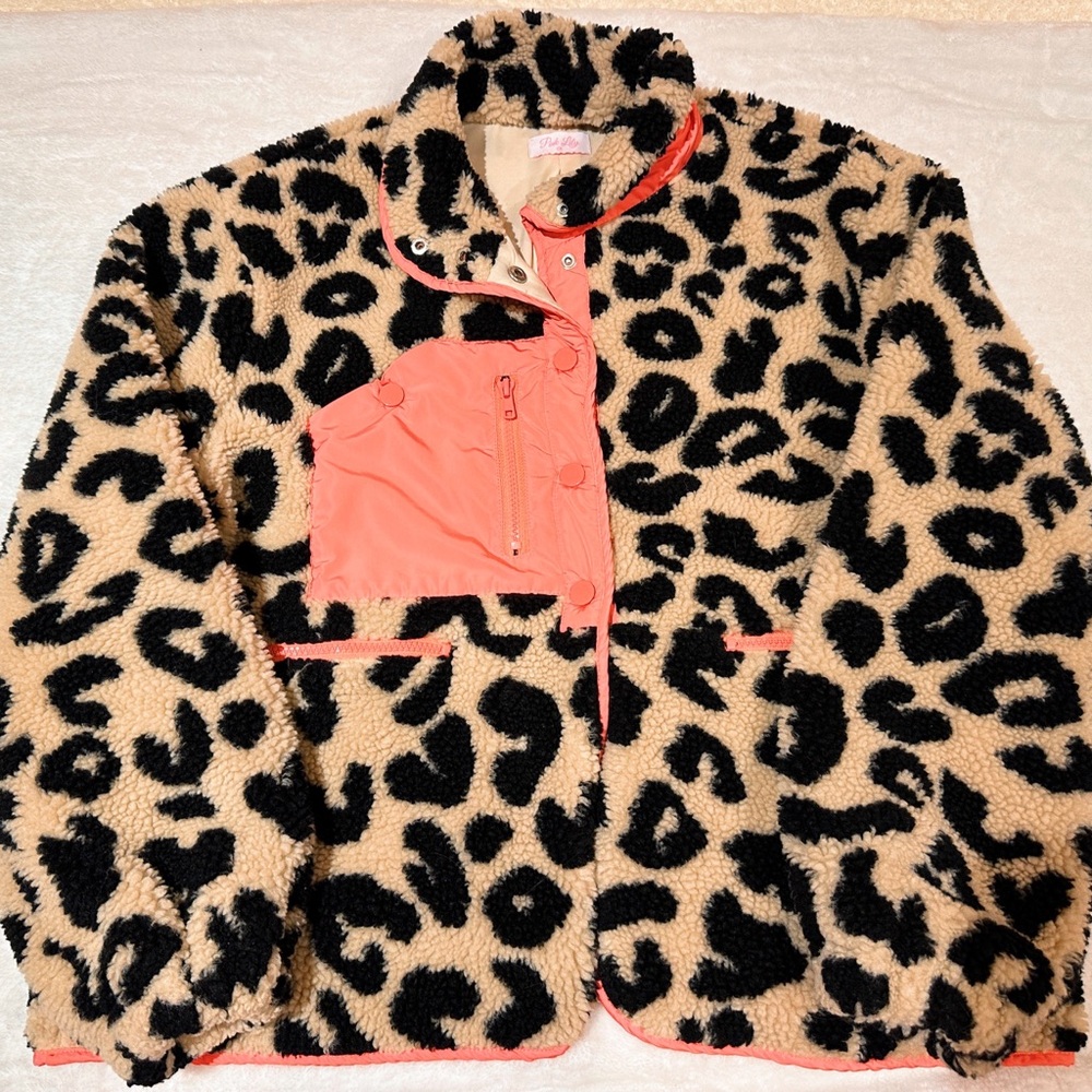 NWOT Pink Lily Cheetah Print & Pink Fleece Jacket